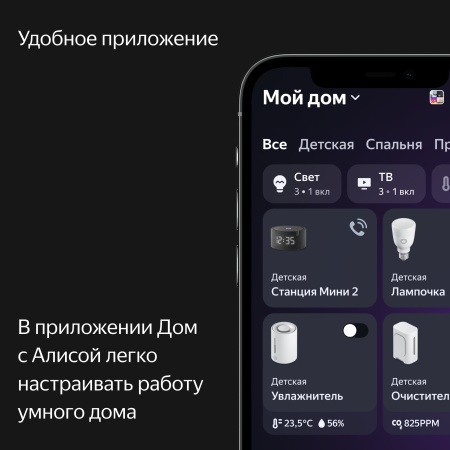 Умная колонка Яндекс Станция Мини с часами, Черный оникс