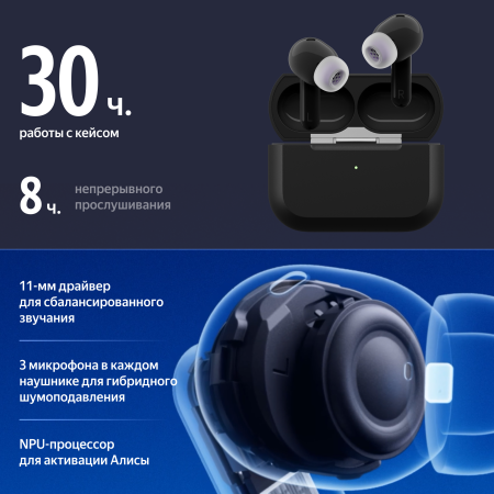 Беспроводные наушники Яндекс YNDX-00150BLK, Черный