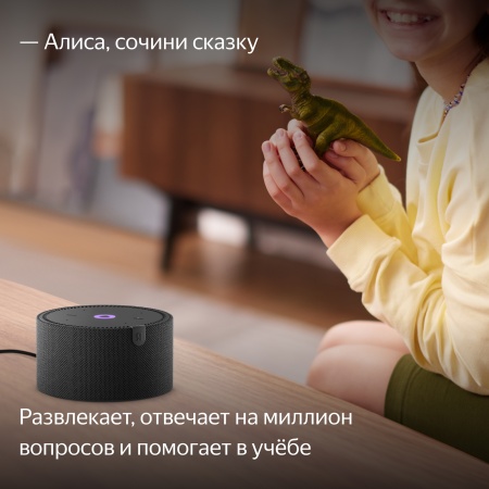 Умная колонка Яндекс Станция Мини с часами, Черный оникс