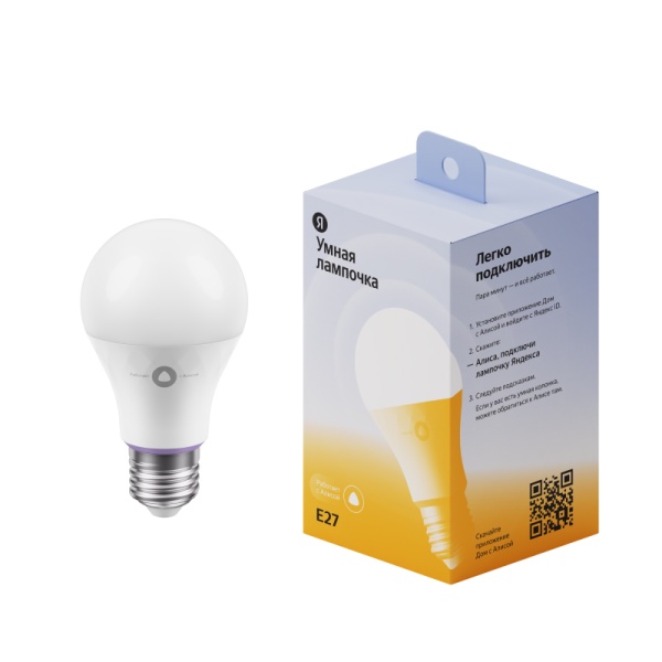 Умная лампочка Яндекс, цоколь E27, 8 Вт, белая